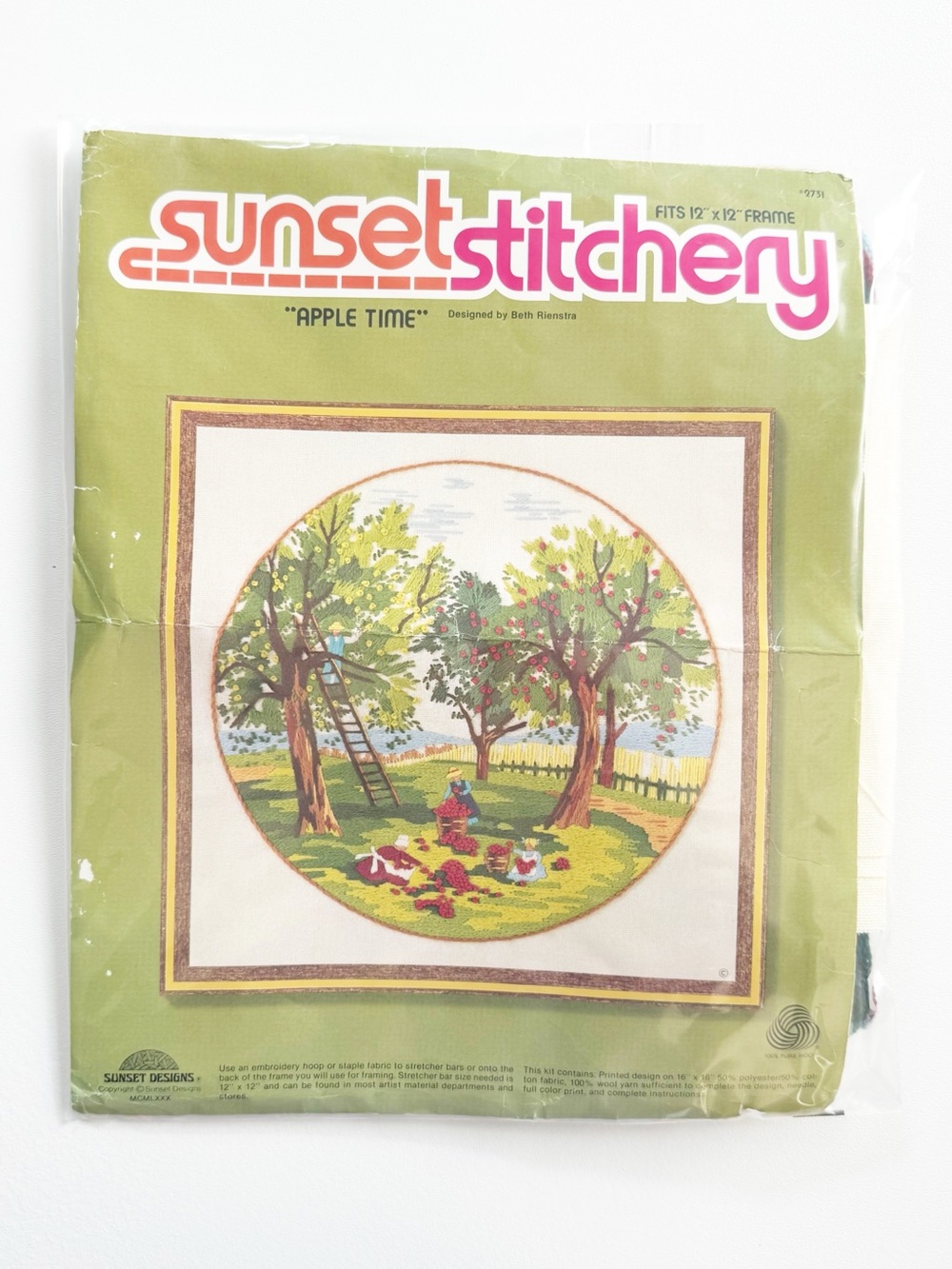 Vintage Sunset Stitchery "Apple Time" Embroidery Kit  #2731 by Beth Rienstra